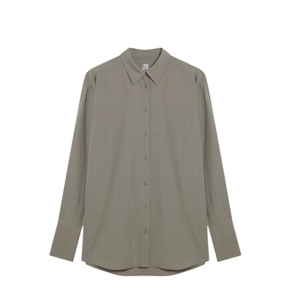 Taupe Wool-Blend Shirt - Image 1