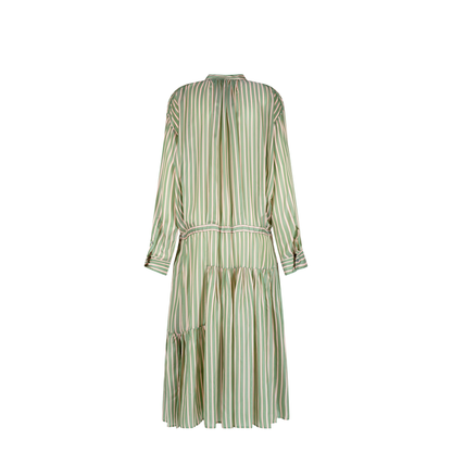 Striped Long Dress with Drawstring Waist - Image 2