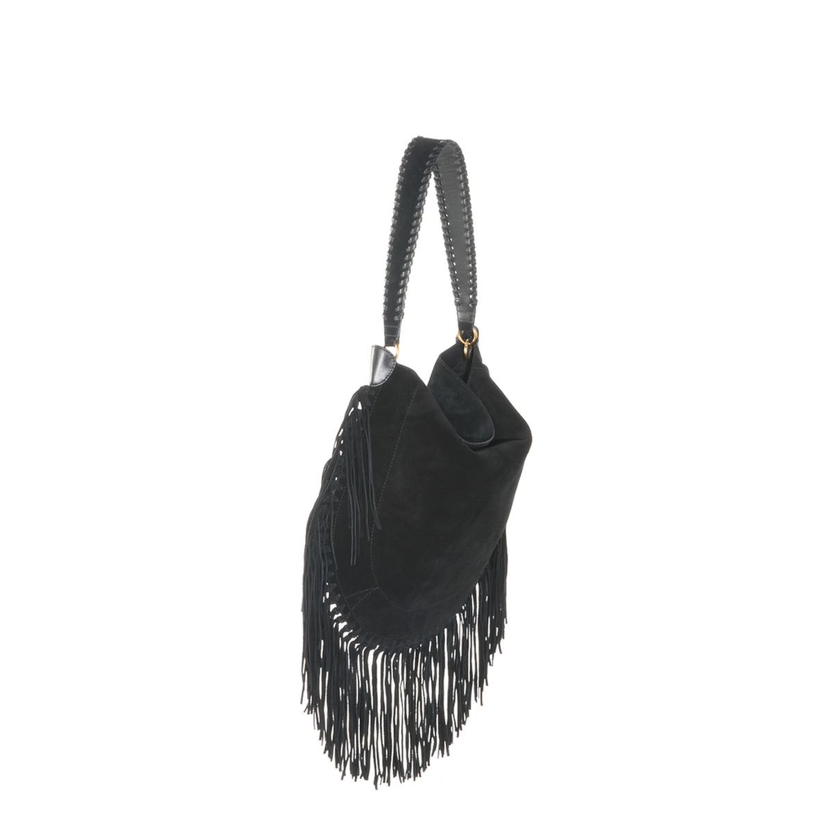 Fringe Square Basket Calfskin Bag - Black - Image 3