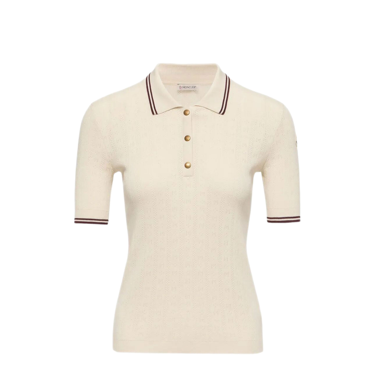 Rhombus And Logo Pattern Cotton Polo Shirt - Image 1
