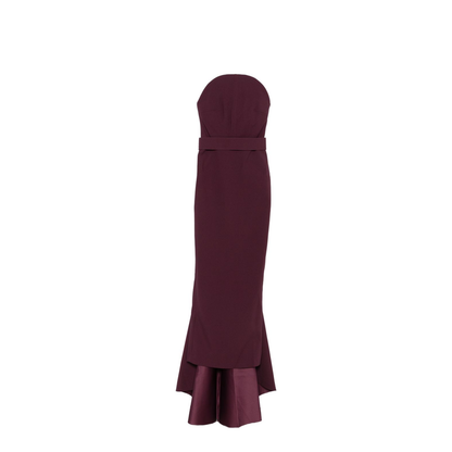 Burgundy Strapless Neckline Straight Skirt - Image 1