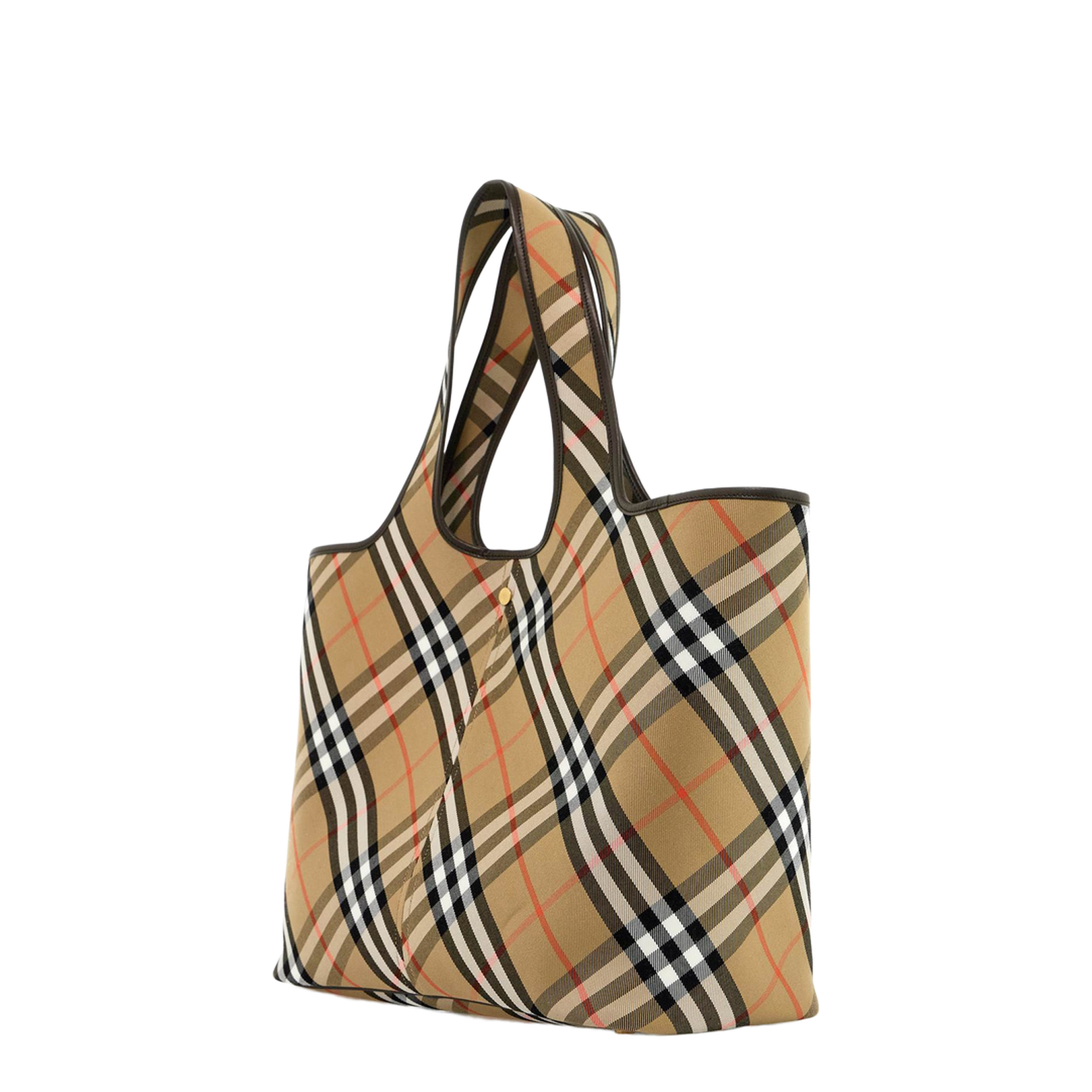 Check Medium Cotton Tote - Sand Beige - Image 2