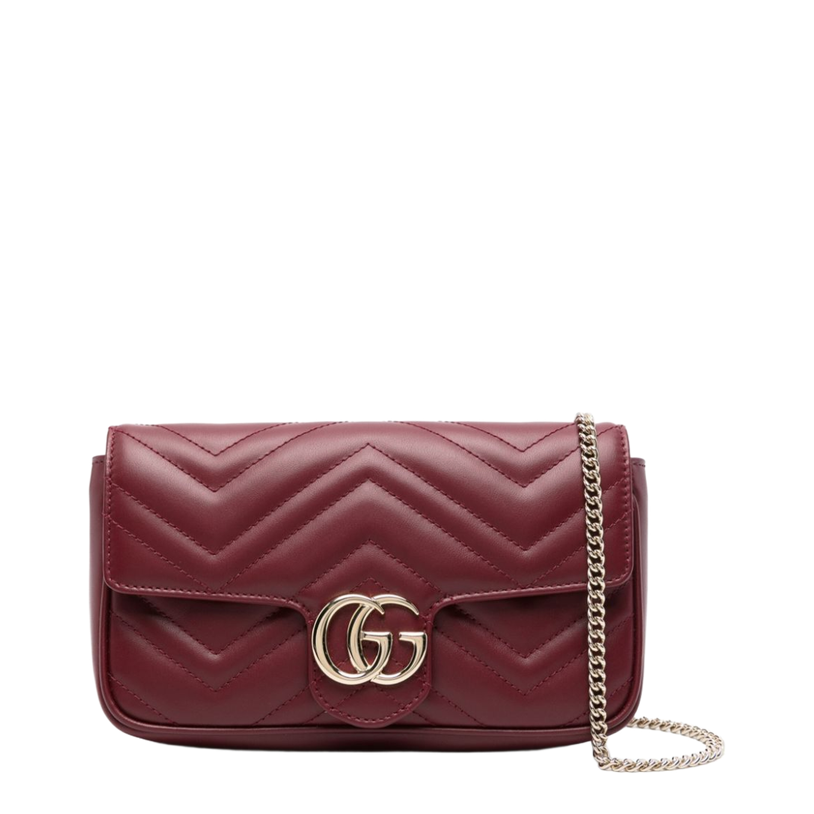 GG Marmont Small Leather Shoulder Bags - Burgundy - Image 1