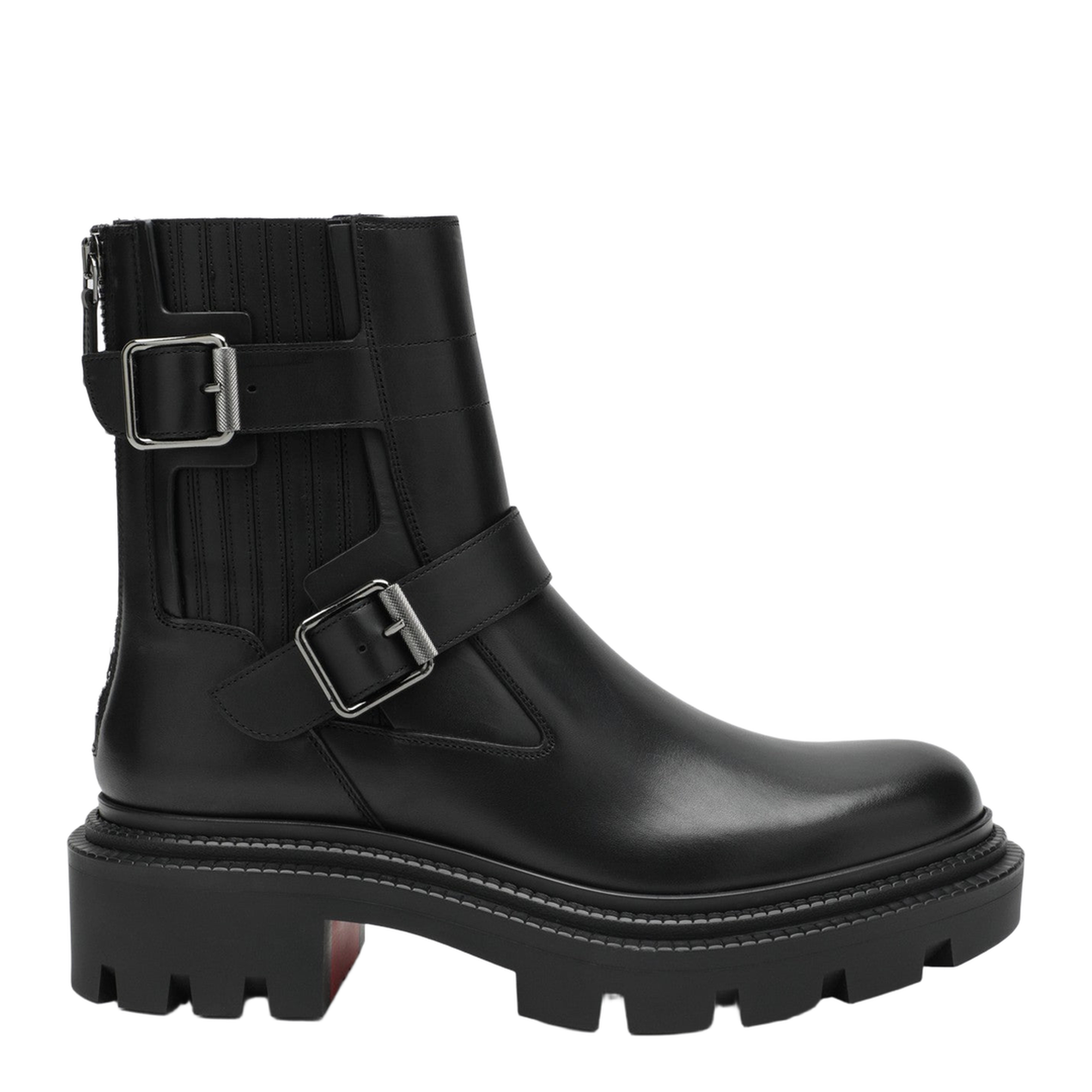 Black leather biker boots - Image 1