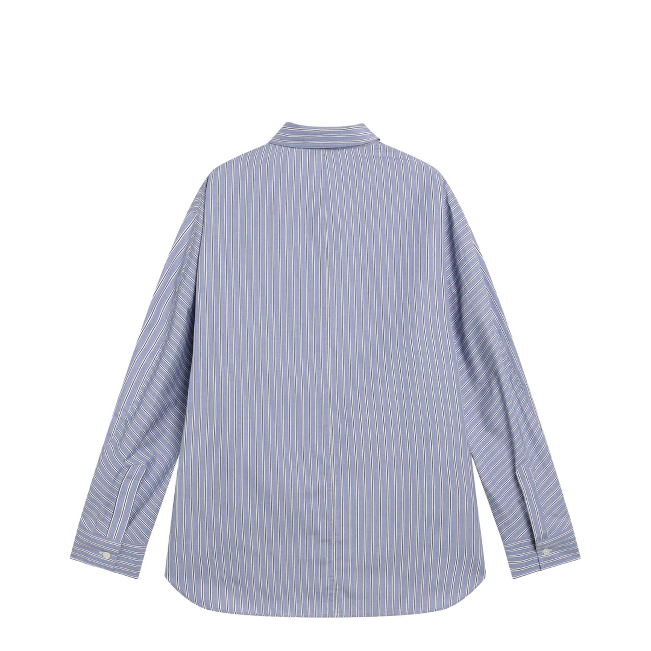 White/blue striped poplin shirt - Image 2