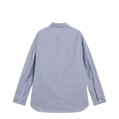 White/blue striped poplin shirt - Image 2