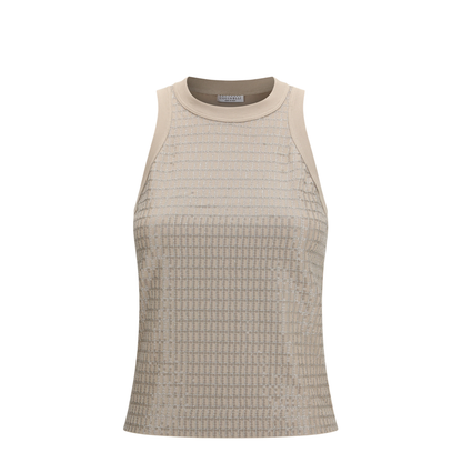 Top in cotton with luminous embroidery - Image 1