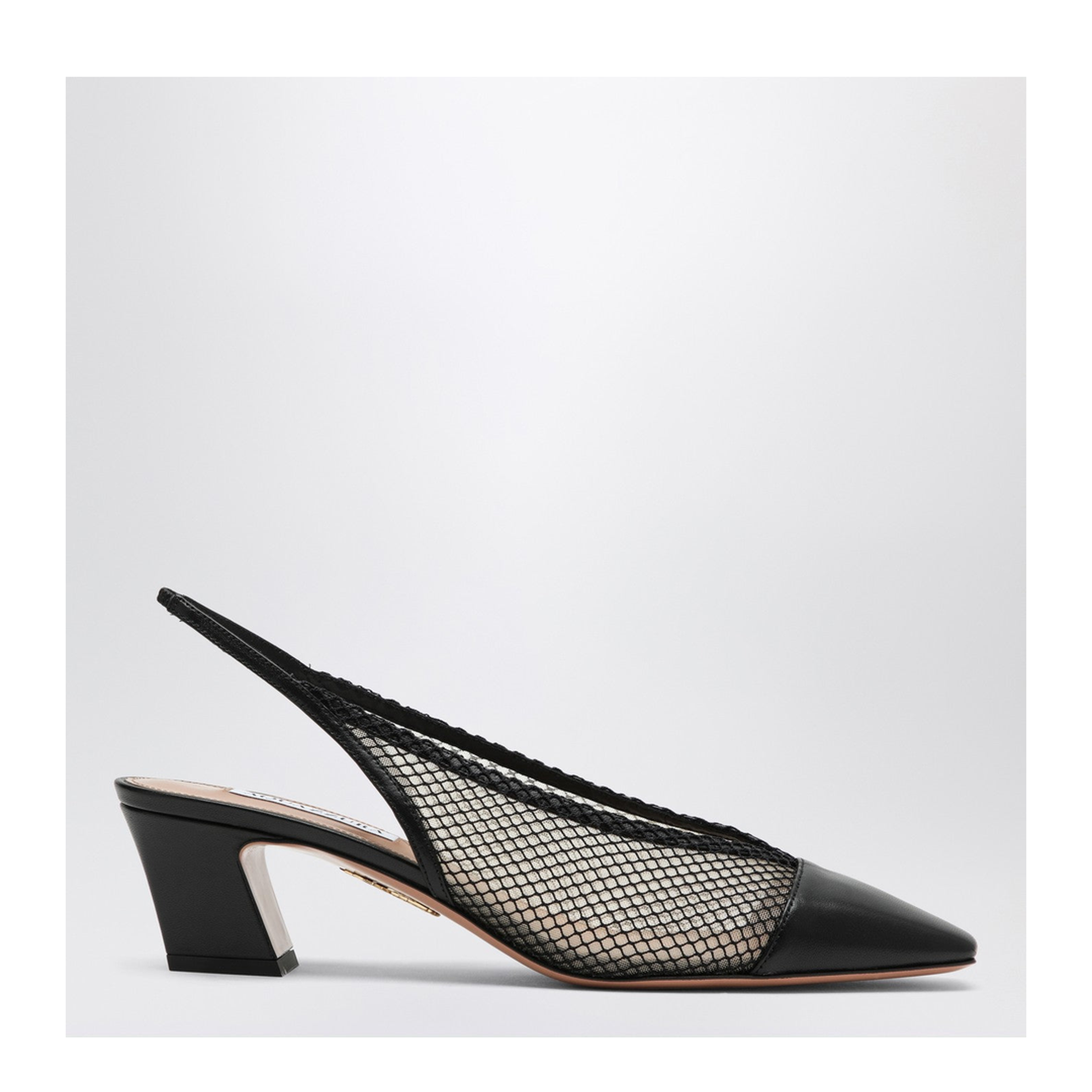 Margot Black Slingbacks in Mesh and Leather - Image 1