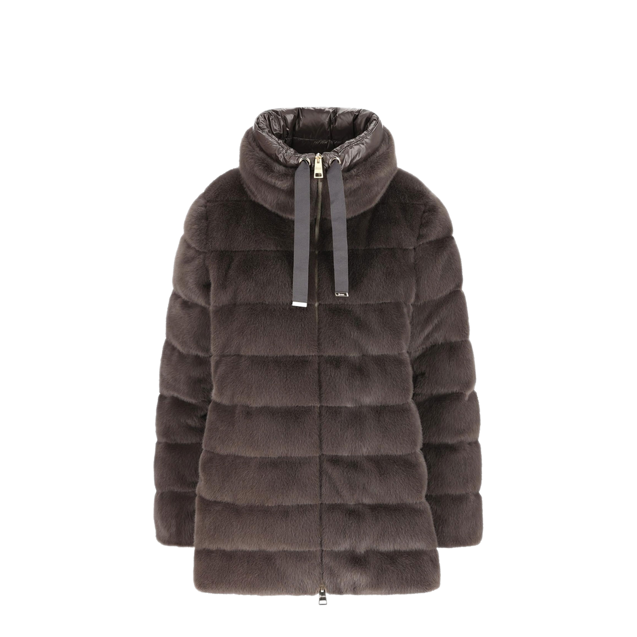 Faux Fur High Neck Down Jacket - Image 1