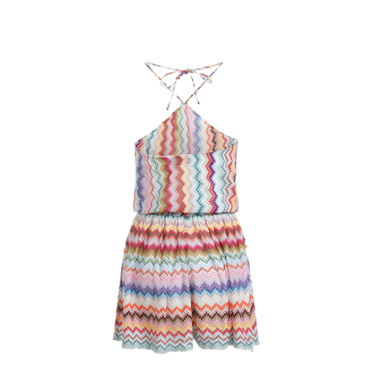 Short Jumpsuit in Lamé Viscose with Pixel-Effect Zigzag Pattern - Image 2