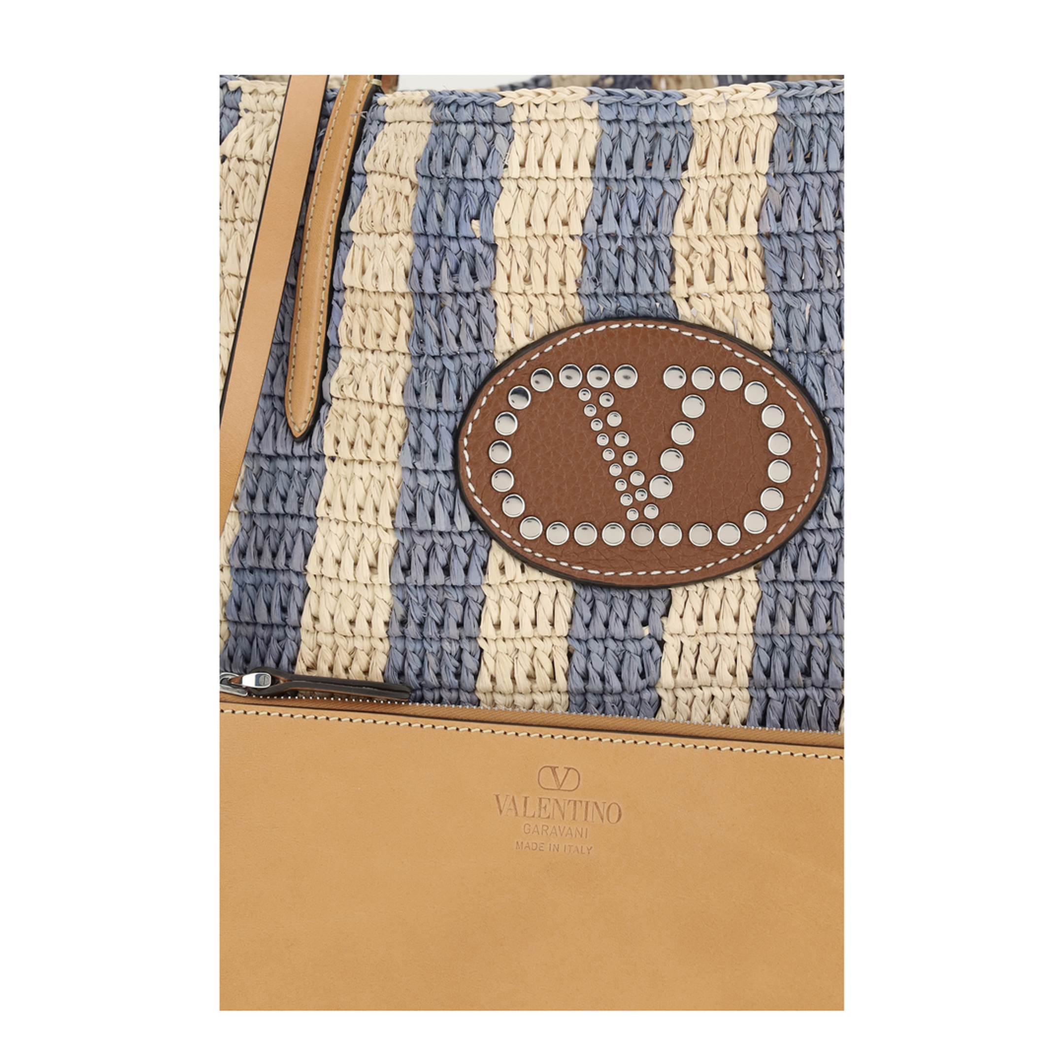 Striped Raffia Bucket Bag - Image 4
