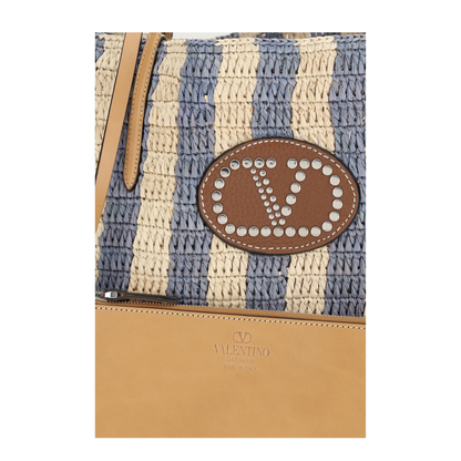 Striped Raffia Bucket Bag - Image 4