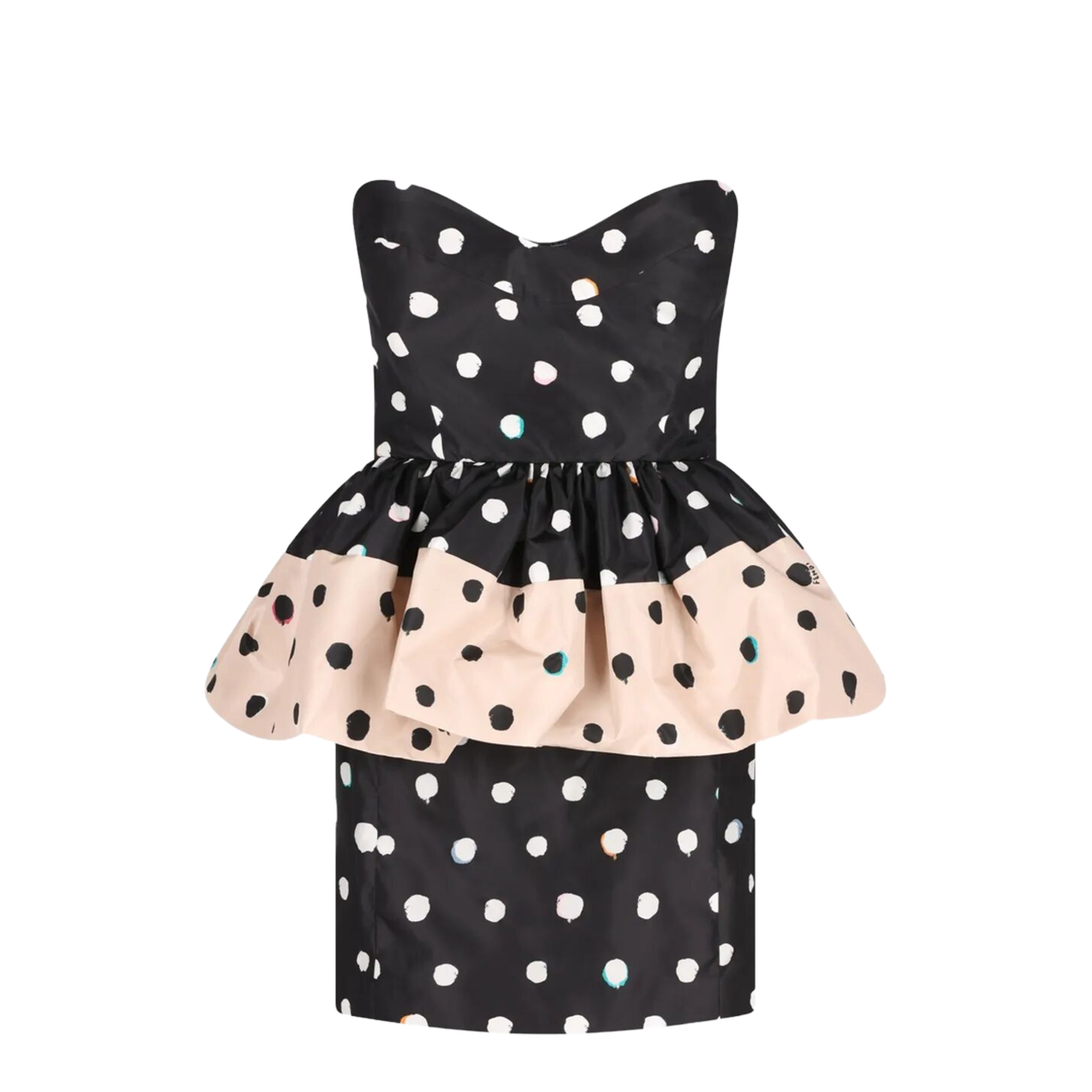 Dots-Print Taffeta Bustier Dress - Image 1