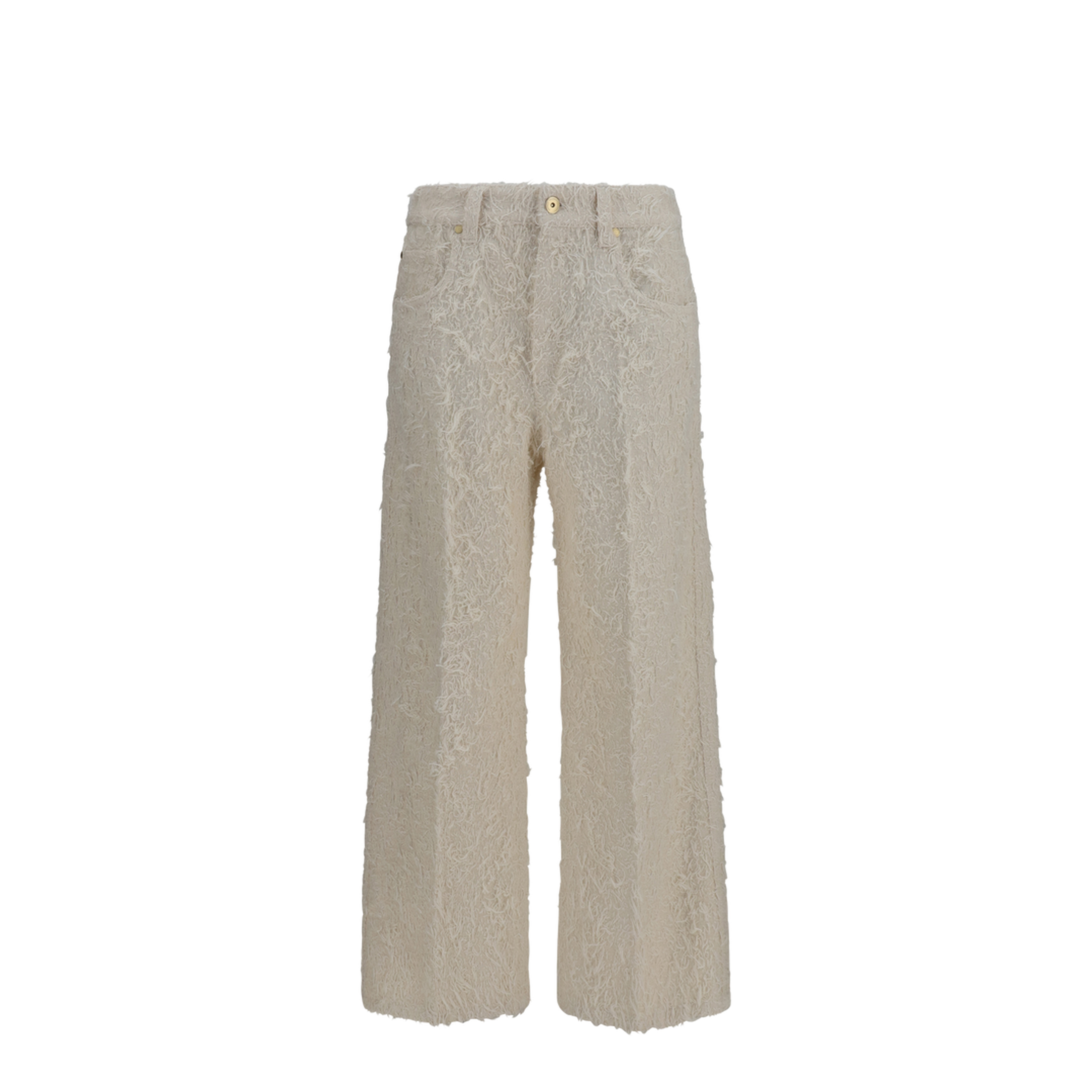 Square-leg Dyed Furry Pants with Monili - Image 1