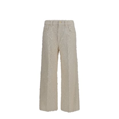 Square-leg Dyed Furry Pants with Monili - Image 1