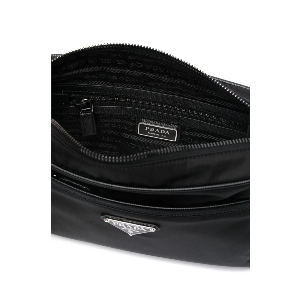 Re-Nylon Saffiano Leather Messenger Bag - Black - Image 2