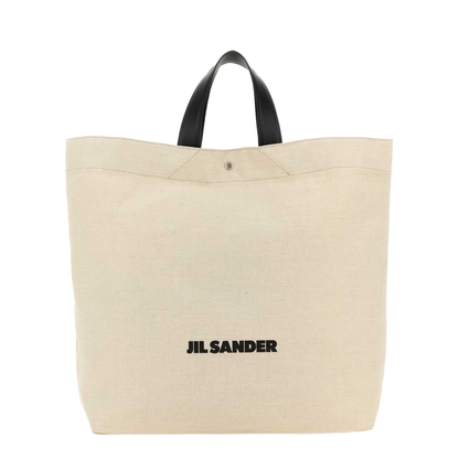 Sand Canvas Flat Shopping Bag - Image 1