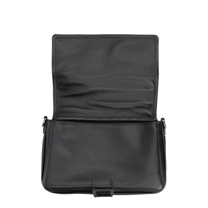 Flux Messenger Leather Crossbody Bag - Black - Image 3
