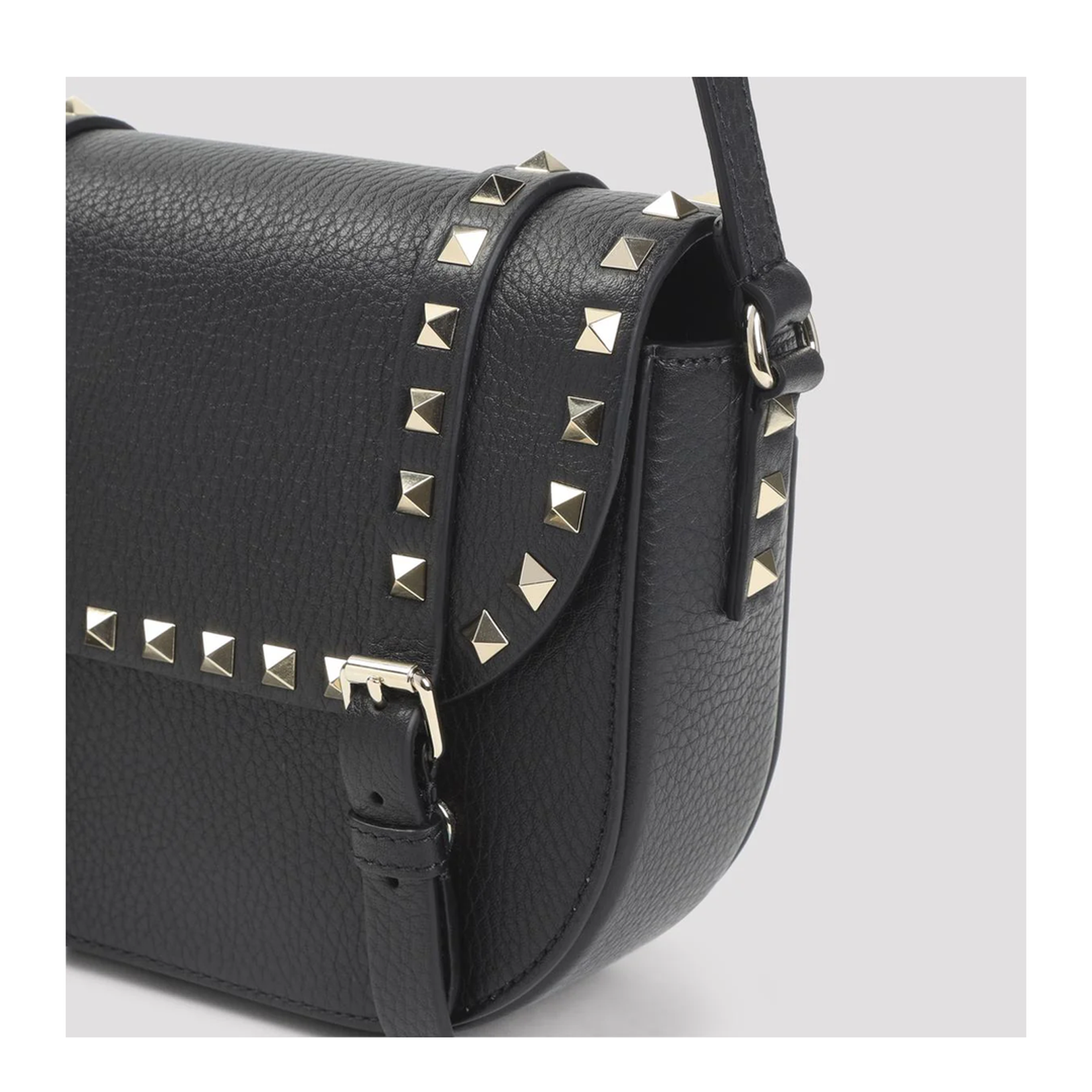 Rockstud Small Leather Crossbody Bag Black - Image 3