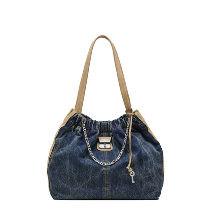 The Denim Suede Cristina Tote - Dark Wash Indigo - Image 1