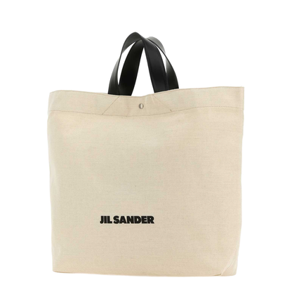 Sand Canvas Flat Shopping Bag - Image 2