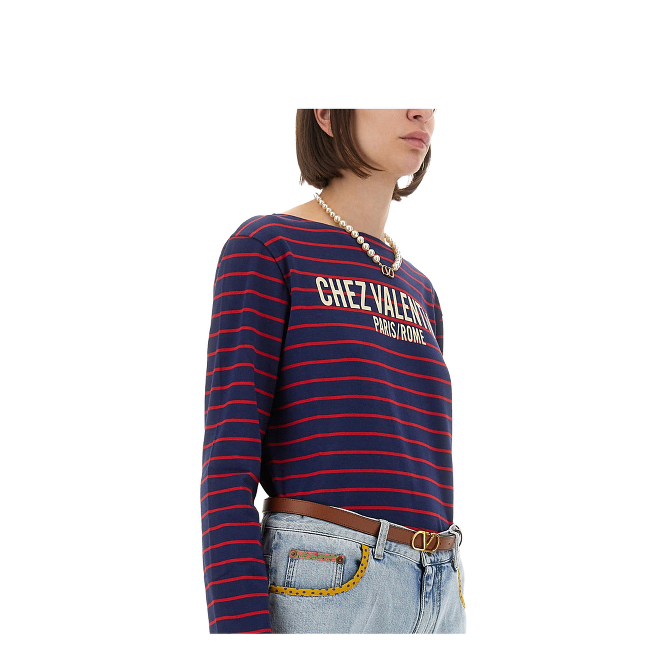Blue T-shirt with red stripes - Image 4