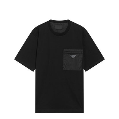 Black Cotton and Re-Nylon T-Shirt - Image 1