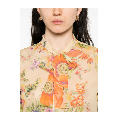 Printed Silk Blouse In Multi - Image 2