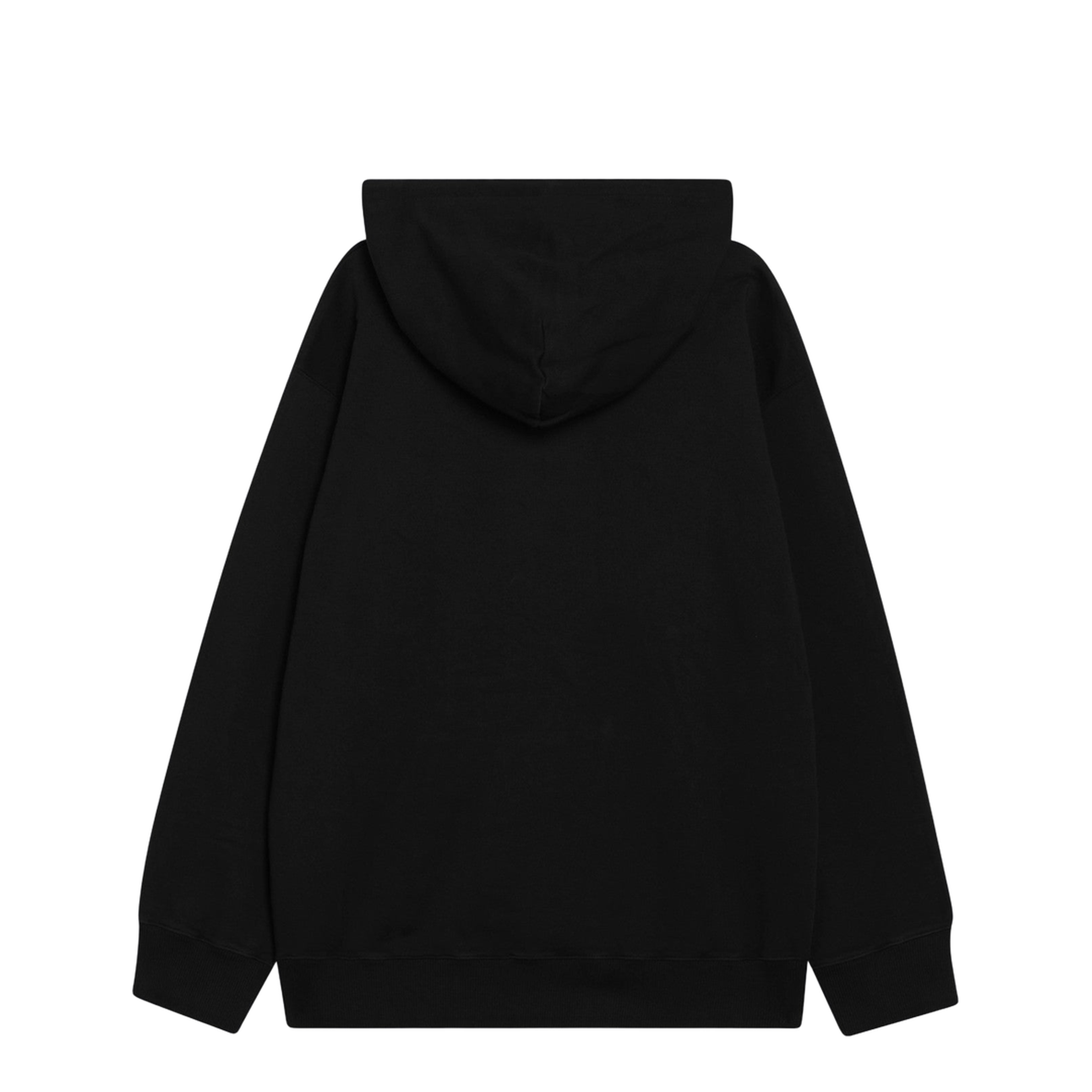 Black Front Pouch Pocket Adjustable Drawstring Hood Ribbed Cuffs Logo Patch Detailing - Image 2