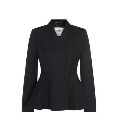 Black Grain de Poudre Wool Jacket - Image 1