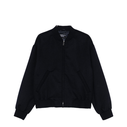 Black Ribbed Hem and Cuffs Zip Fastening Jacket - Image 1