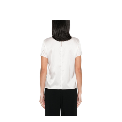 White Stretch-Silk Satin Weave Top - Image 2