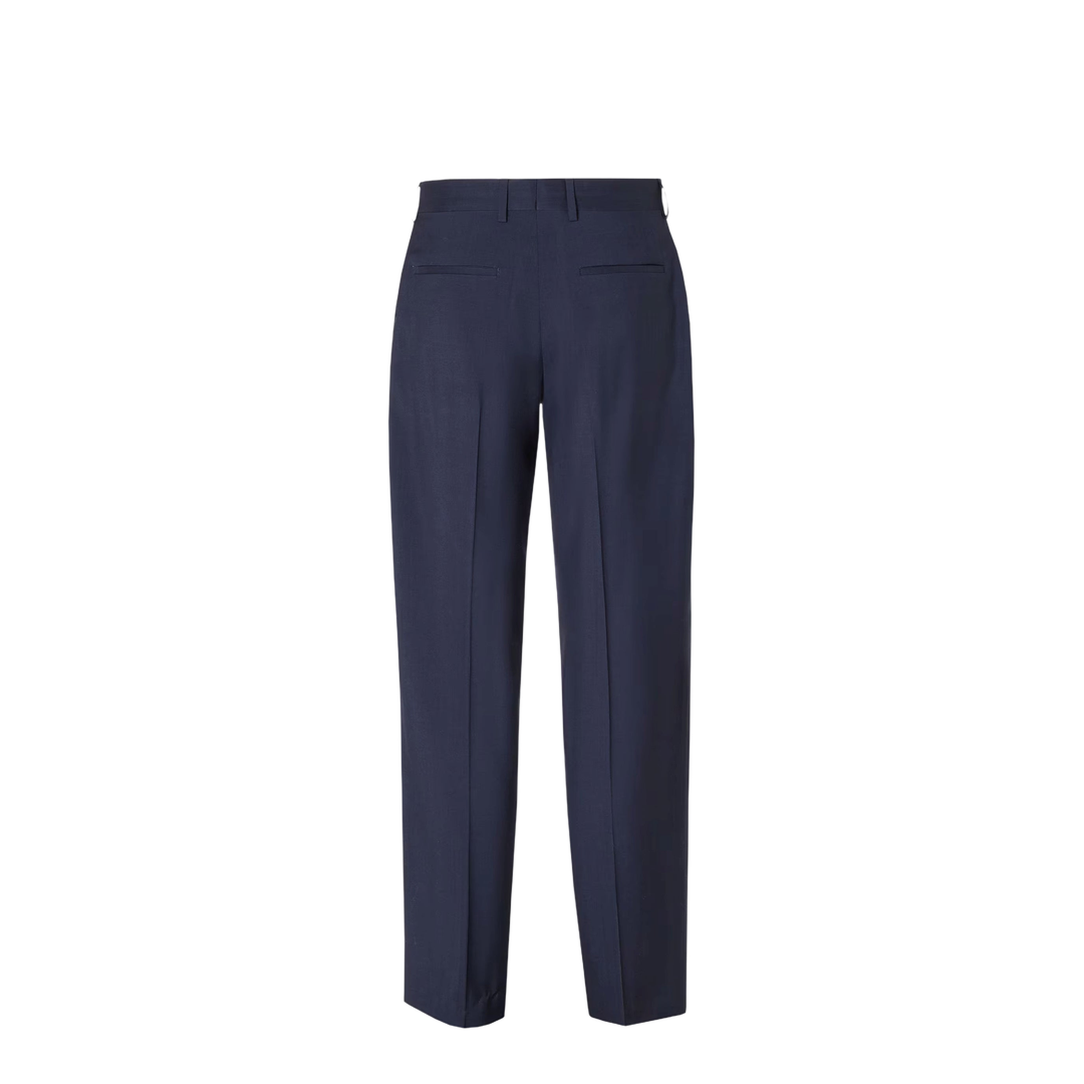 Dark Blue Wool Canvas Trousers - Image 2