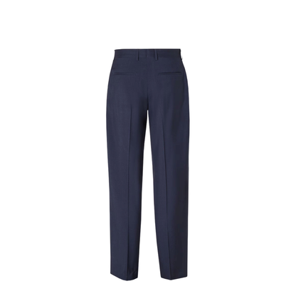 Dark Blue Wool Canvas Trousers - Image 2