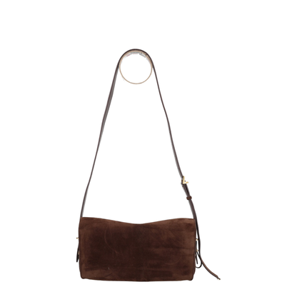 Le 7 Medium Suede Calfskin Shoulder Bag - Moka/Ruby - Image 2
