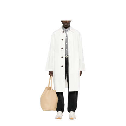 Nylon And Cotton Blend Coat In White - Image 5