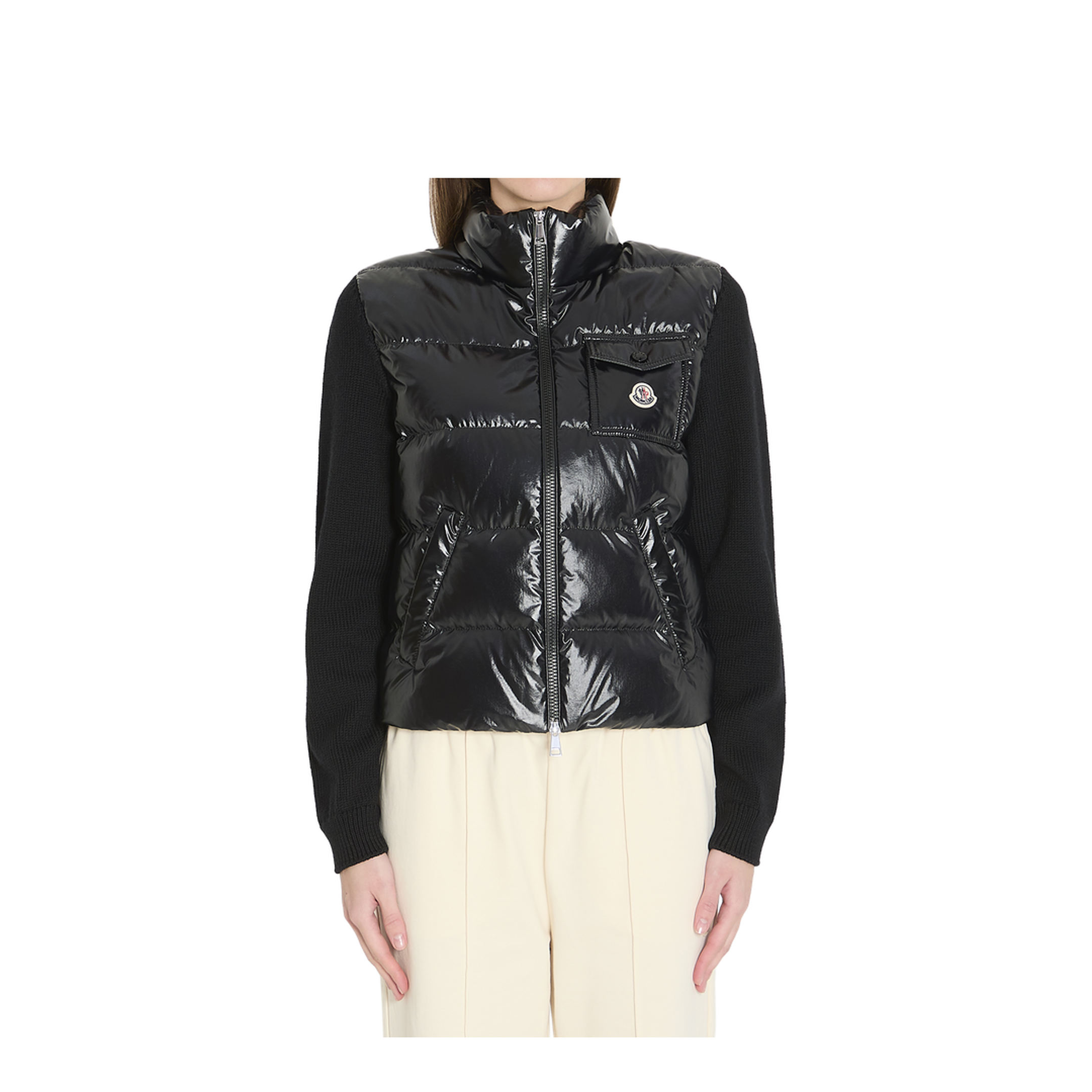 Padded Zip-Up Wool Cardigan - Image 1
