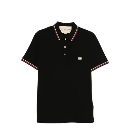 Cotton Piqué Polo Shirt with Vlogo Patch - Image 1