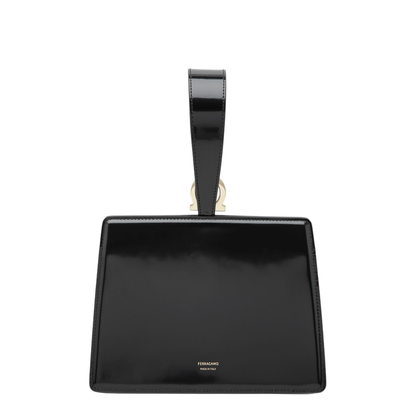 Double Gancini Mini Leather Clutch - Nero - Image 2