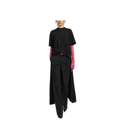 Black Maxi Train T-Shirt in Cotton Jersey - Image 2