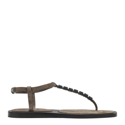 Suede Thong Sandals with Precious Straps - Image 1