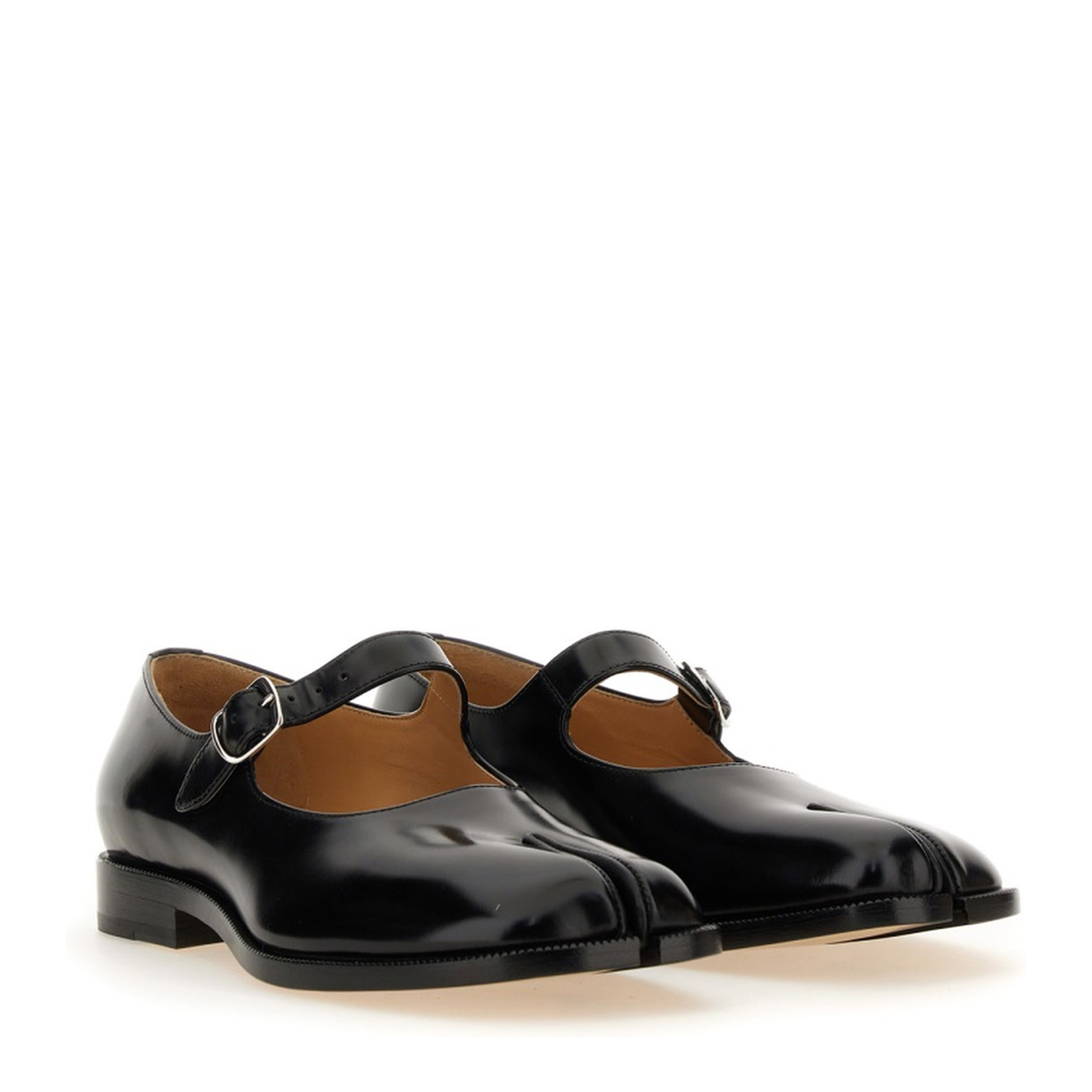 Black Leather Tabi Mary-Jane Shoes - Image 2