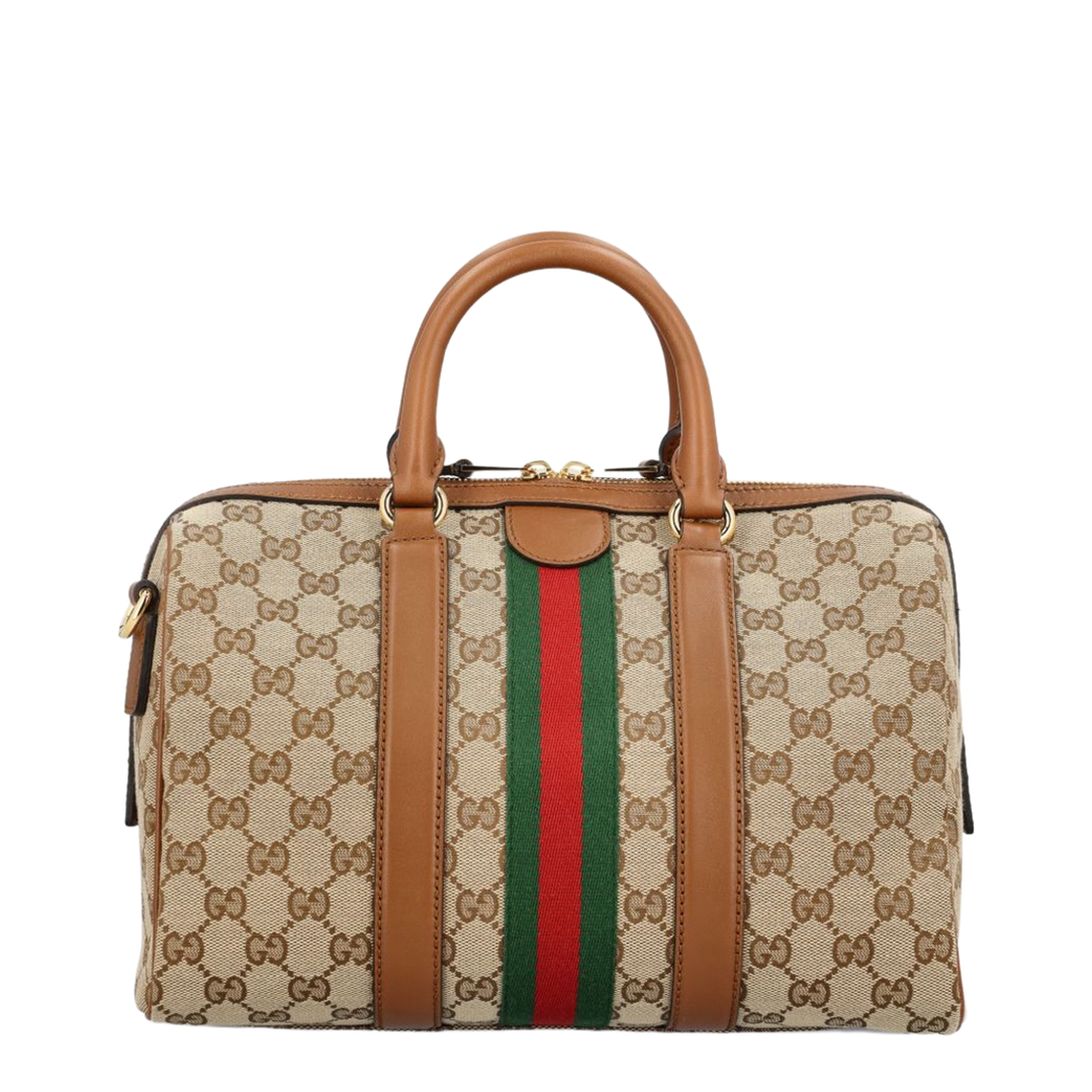 Ophidia Medium GG Canvas Boston Bag - Beige/Brown - Image 4