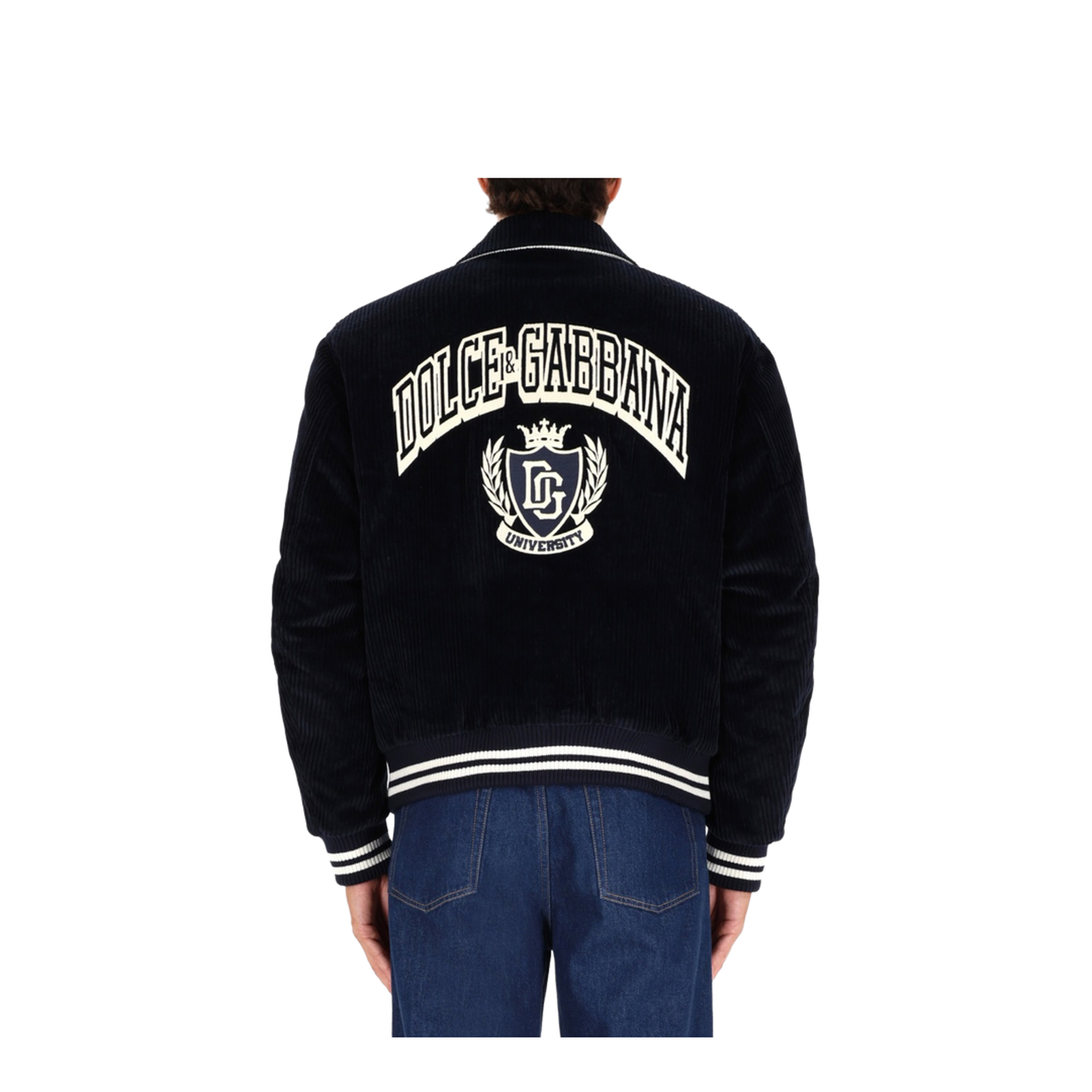 Navy Corduroy Varsity Bomber - Image 3