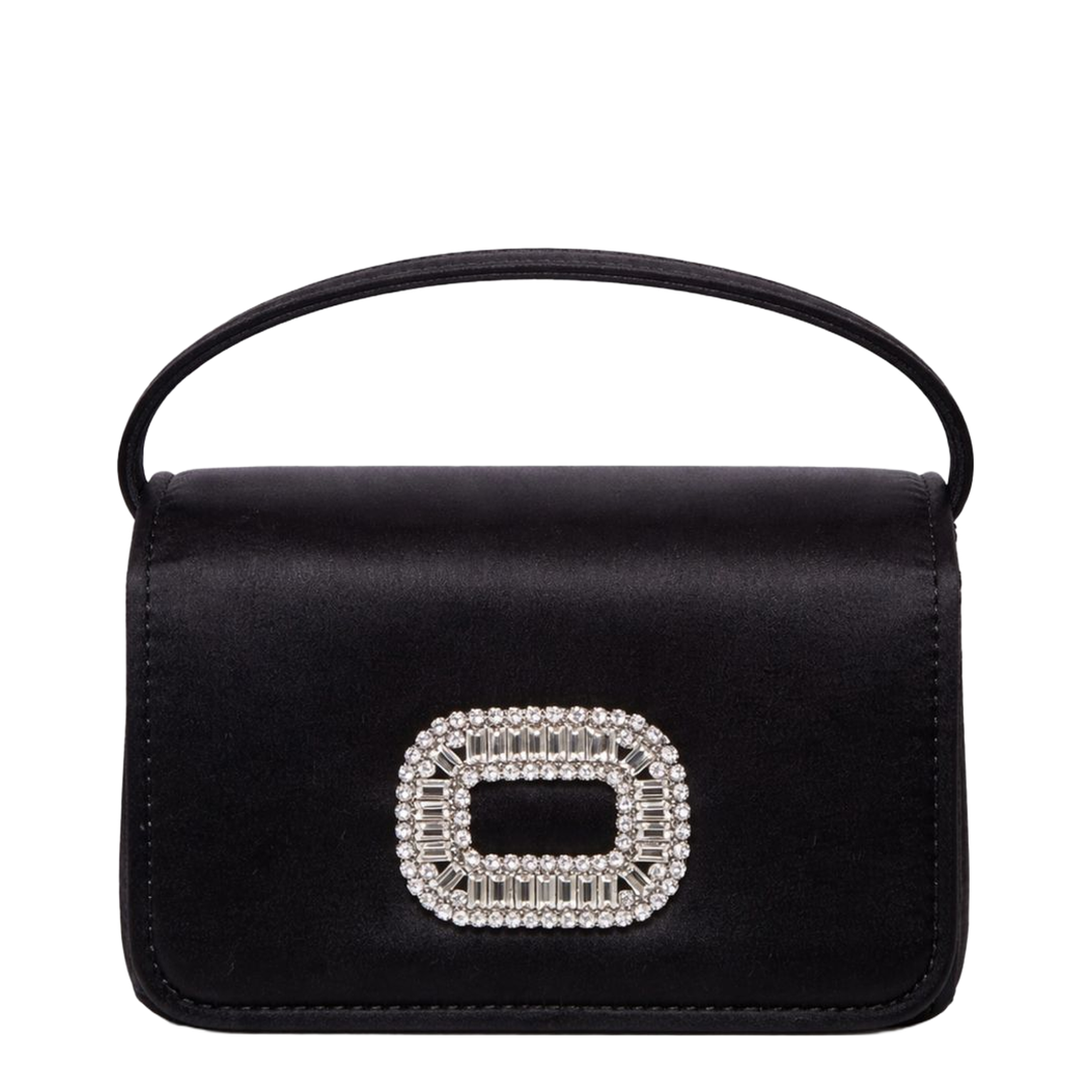 Chain Satin Shoulder Bag - Black - Image 1