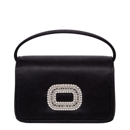 Chain Satin Shoulder Bag - Black - Image 1
