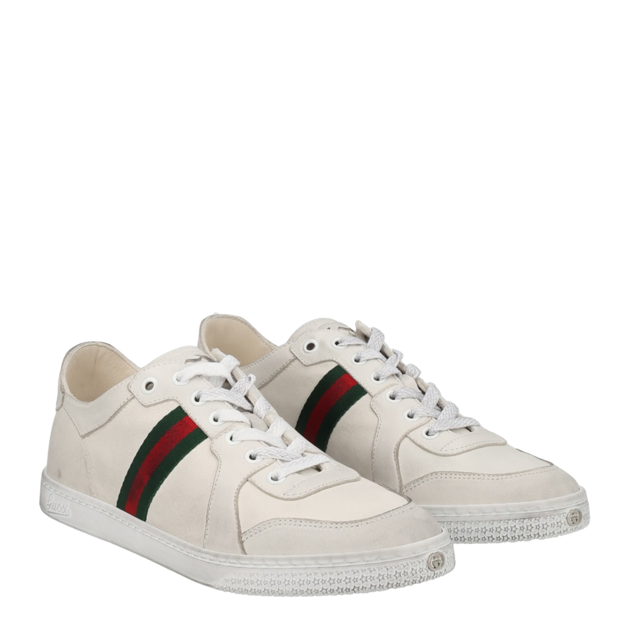 Stretch Low-Top Trainer in White Leather - Image 2