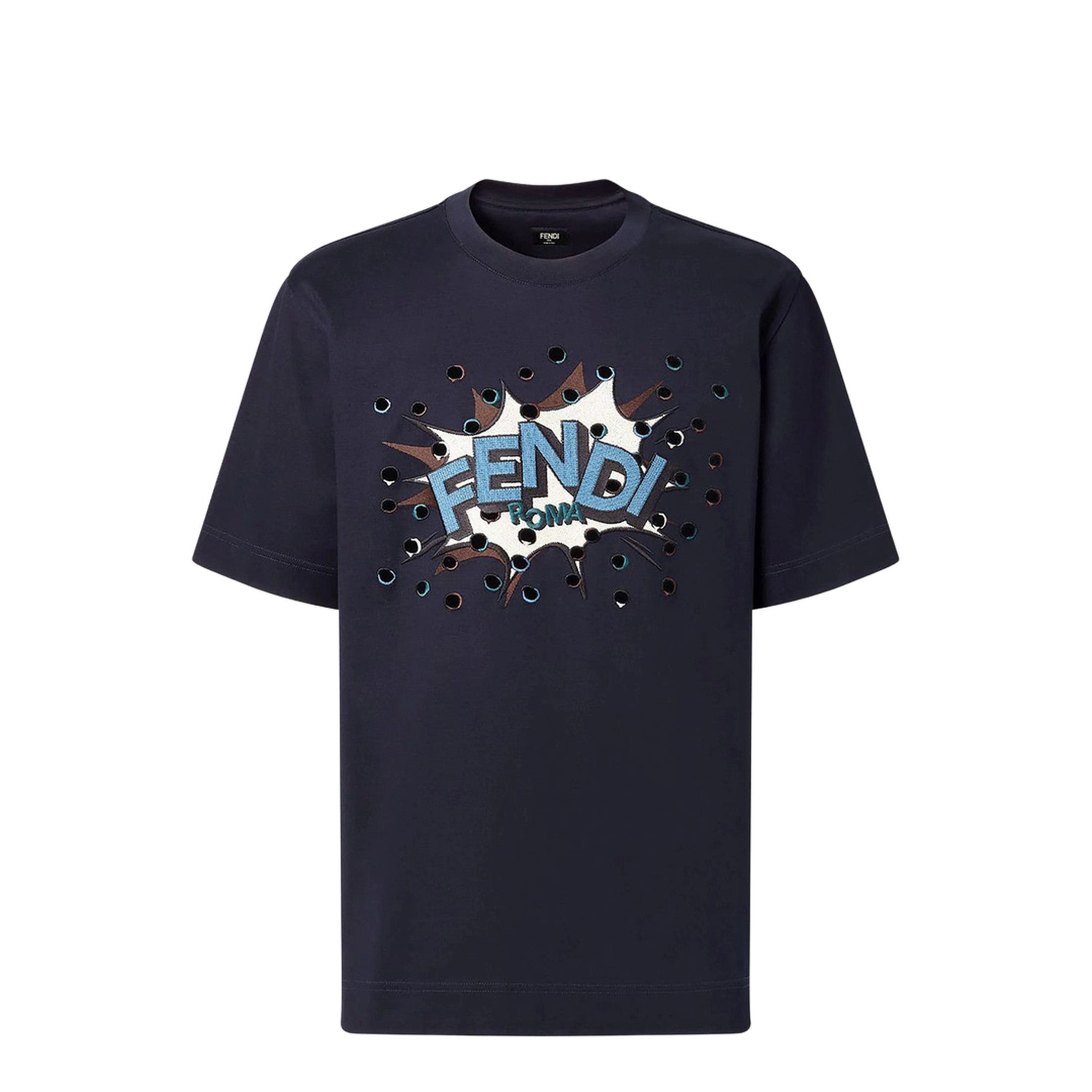 Dark Blue Cotton T-Shirt With Logo - Image 1