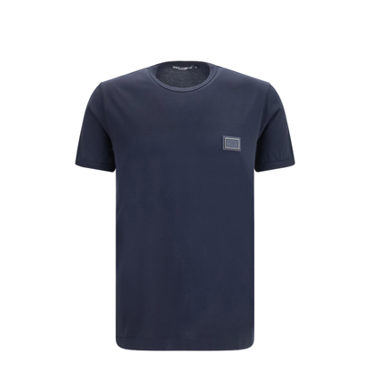 Cotton T-shirt with logo plaque - Image 1