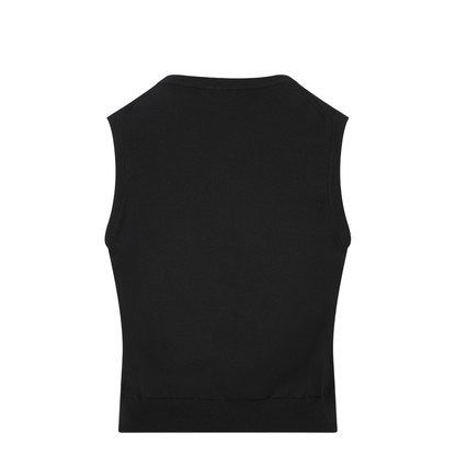 Crew Neck Waistcoat In Black - Image 3